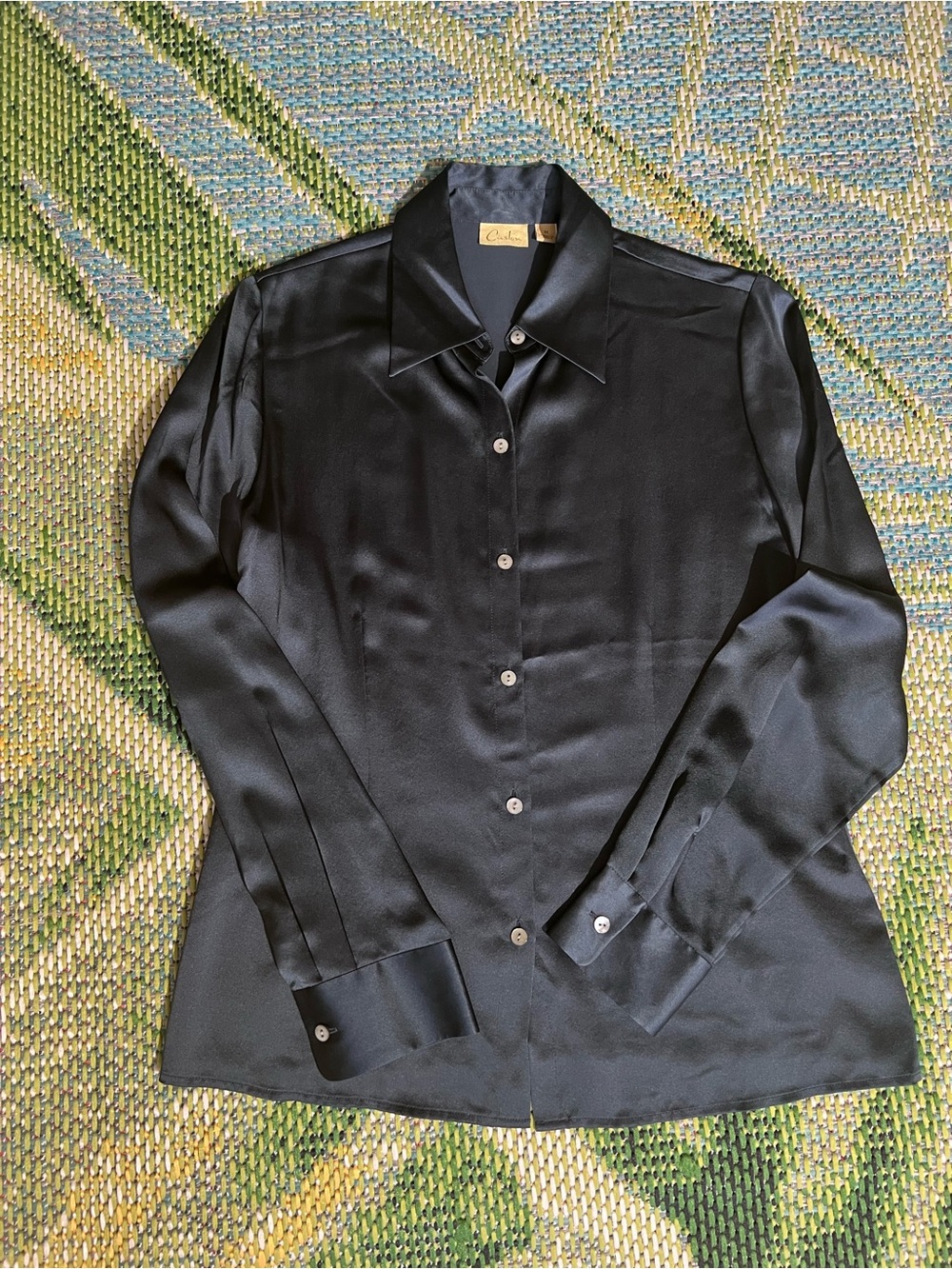 Caslon Silk Blue Black Blouse